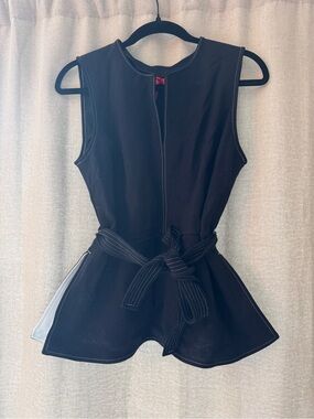 SPANX Sleeveless Black Peplum with Waist Tie Size Medium